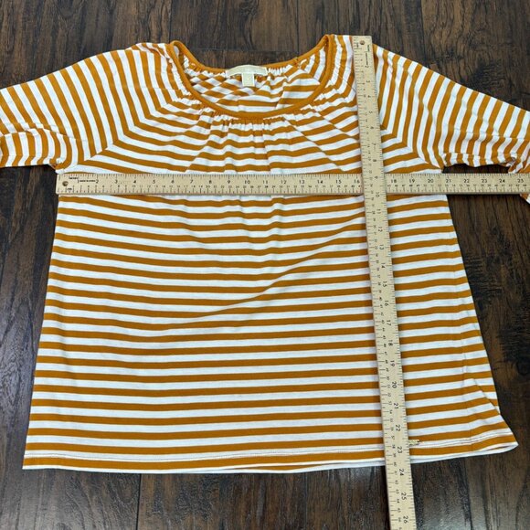 Michael Michael Kors Top Medium Orange White Striped Bell Sleeve Shirt Women's - Picture 8 of 12